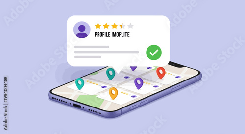 Customer reviews and ratings visualized on a mobile app interface with location pins indicating a service or business review strategy