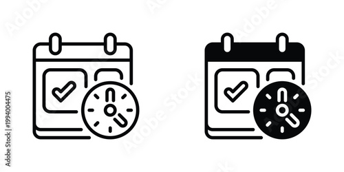 Calendar with Check Vector Line Icon for business and productivity