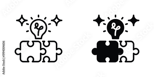 Puzzle Piece Vector Line Icon for business and education