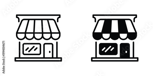 Store Front Vector Line Icon for retail and ecommerce