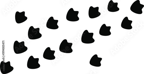 Black paw prints on white background pattern vector