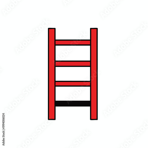 Simple flat design icon of a red ladder isolated on a white background.