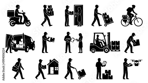 Delivery Service Icons: Logistics, Shipping, Courier, E-commerce, Transport