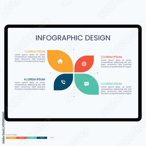 Leaves Four step Infographic template design