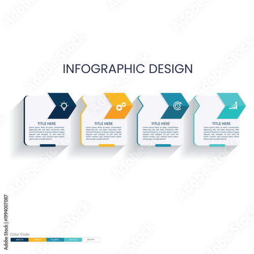 Modern Arrow Step Infographic Vector Template with Clean Timeline Layout