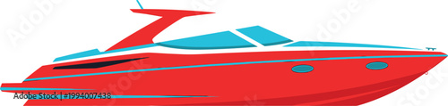 Fotografie Speed Boat Illustration Featuring Modern Luxury Yacht in Red Color for Marine Tr