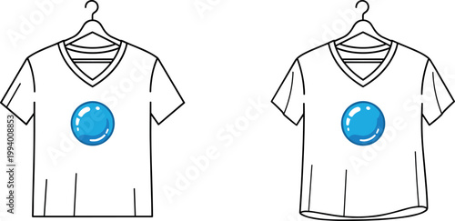 T Shirt Mockup Icon Set Featuring Hanging Clothes with Blank Design Area for Apparel Branding, Fashion Print, Merchandise, and Custom Clothing Design