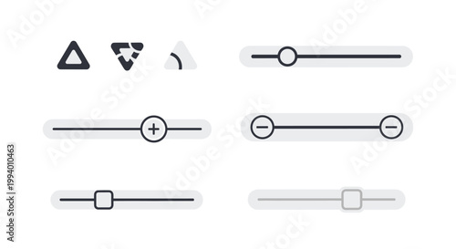 Collection of various user interface slider controls and buttons for digital product design and software functionality testing.