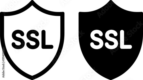 ssl security shield badge flat design vector illustration