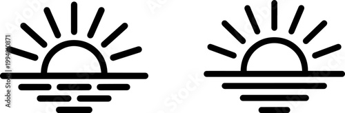 minimalist sunrise and sunset flat design vector illustration