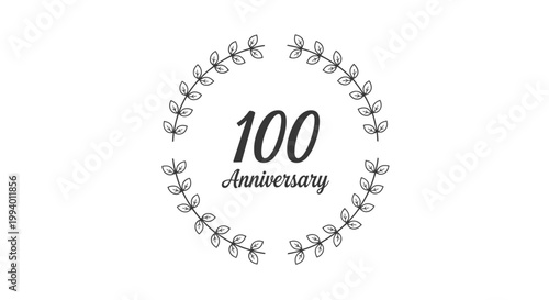 Elegant 100th Anniversary Emblem with Laurel Wreath and Script Font.
