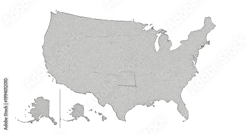 A grayscale map of the United States of America, including Alaska and Hawaii, with internal state borders faintly visible.