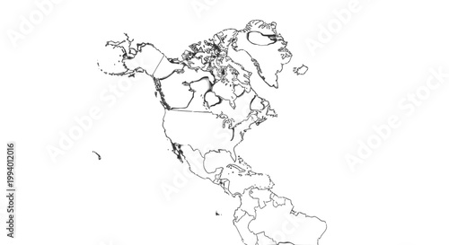 Outline map of North America, Central America, and the Caribbean islands, showing political boundaries.