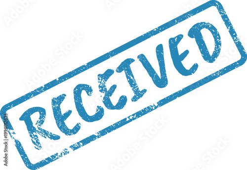 Grungy blue RECEIVED message Rubber stamp for documents and official acknowledgment