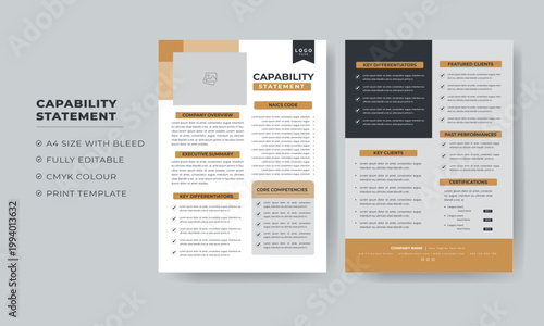 Tableau sur toile Capability Statement Business Document and Capability Statement Template Design
