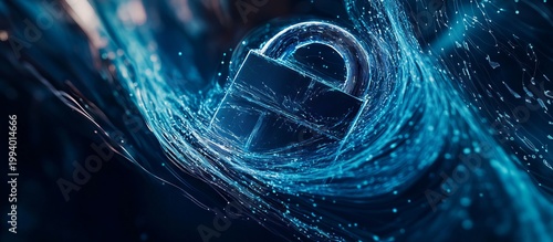 Vibrant Glowing Padlock with Dynamic Swirling Edges and Light Effects