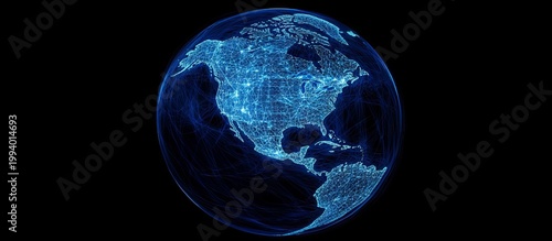 Vibrant Blue Sphere with Crisscrossing Lines on its Surface