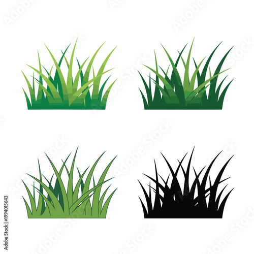 grass collection green lawn plants set natural botanical elements