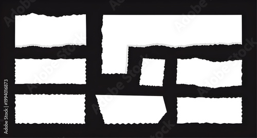 ripped paper, torn paper strips, white paper pieces, realistic edges, soft shadows, paper texture, collage elements, scrap paper, torn edge design, paper overlay, realistic texture, ripped strips, des