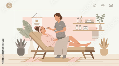 Calm spa massage session in a cozy wellness studio with plants and soft decor.