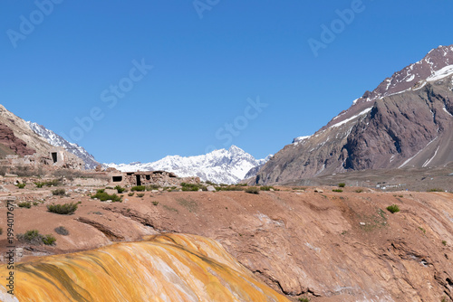 Puente del inca thermal springs and andes mountains in mendoza