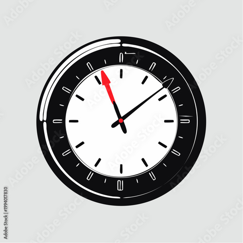 A retro analog clock with hands pointing to a specific time on a gray background