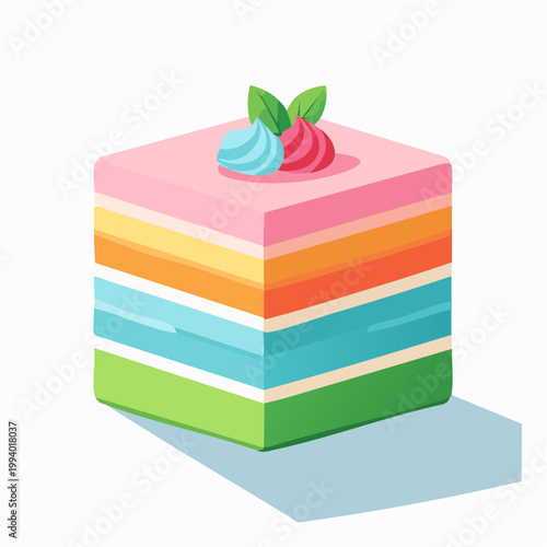 Delicious layered cake with frosting and mint leaves, a sweet treat