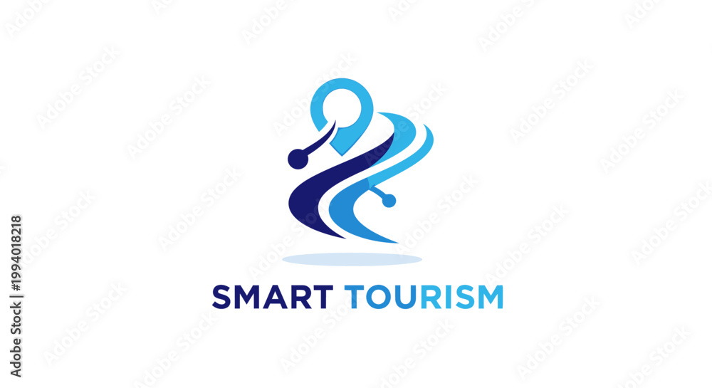 Fototapeta premium Modern Smart Tourism Logo Design with Elegant Blue Color Scheme.