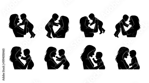 Mother and Baby Silhouette Collection: Tender Moments of Love and Joy