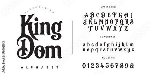 King Dom gothic display font for medieval branding tattoo design and historical theme poster typography