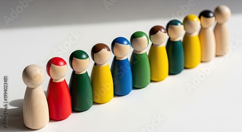 Teamwork and business strategy colorful wooden figures representing collaboration leadership and successful business partnerships