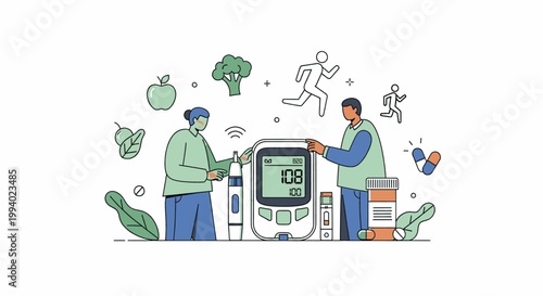 Diabetes management and healthy lifestyle choices for blood sugar control.
