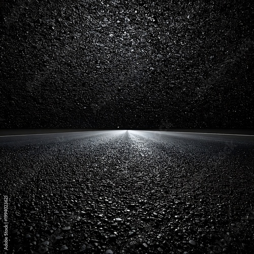 DRAMATIC STRAIGHT ASPHALT ROAD LEADING INTO DARK TEXTURED HORIZON