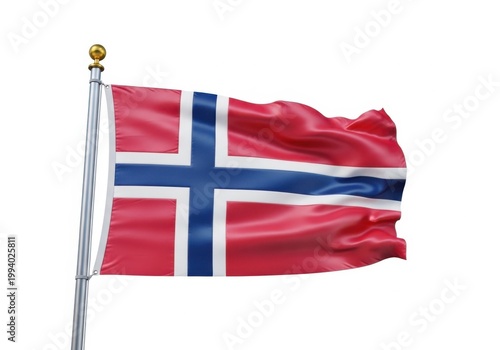 Flag of norway waving on a flagpole