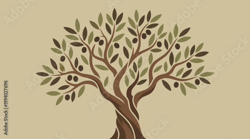 Olive tree with green leaves and olives.