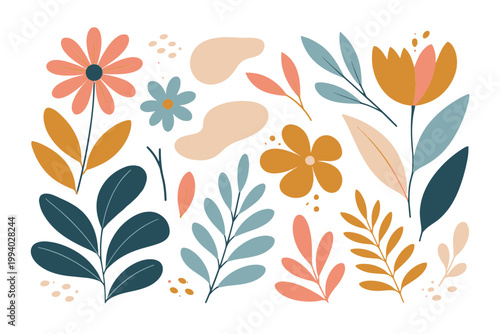 Modern Abstract Floral Matisse Elements - Minimalist Botanical Vector