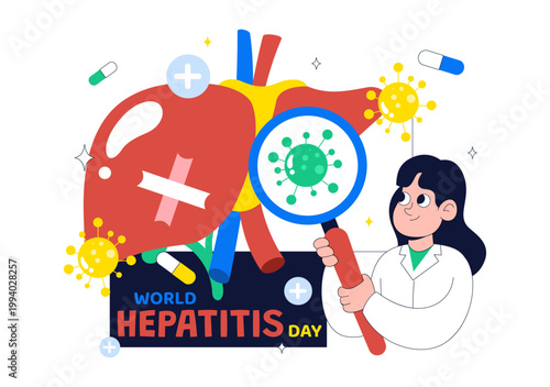 World Hepatitis Day Vector Illustration Liver Health Awareness Concept With Vaccine Syringe Virus Prevention and Medical Treatment Design