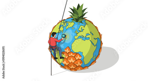 Creative and Unique Pineapple Globe Depicting the World Concept.