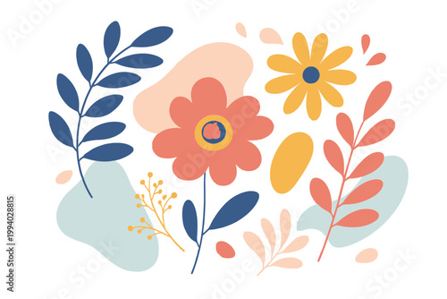 Modern Abstract Floral Matisse Elements - Minimalist Botanical Vector
