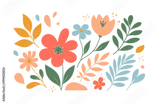 Modern Abstract Floral Matisse Elements - Minimalist Botanical Vector