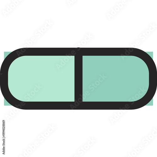 Mint green two-toned medical capsule pill, representing pharmaceutical medication, drug therapy, oral treatment, supplement intake, and prescription medicine dosage management.