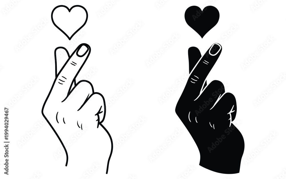 Fototapeta premium Illustration of hand gestures symbolizing love and affection