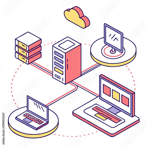 Cloud computing network system with devices.