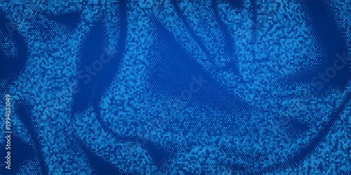 Blue glowing hexagon texture. Abstract neon hexagonal grid wallpaper. Navy honeycomb pattern backdrop. Vector modern technology, business, science, healthcare, medicine, presentation design background