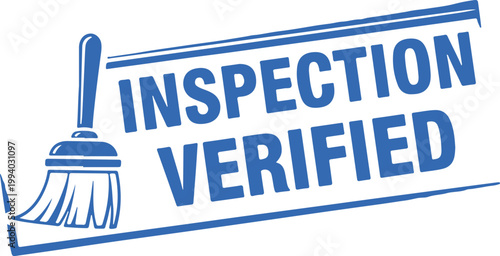 Blue and white of inspection verification seal stamp