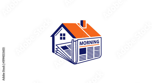 Morning Newspaper House Logo - News Delivered to Your Doorstep.