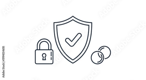 Security Protection Icon Set Digital Safety and Data Shield Illustration