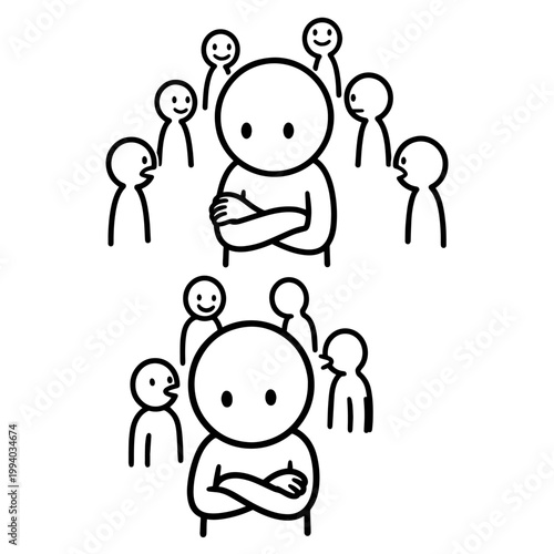 Social Issues Bullying Silhouette, People Gossiping and Verbal Abuse Concept