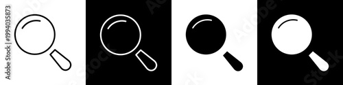 magnifying glass black and white icon design concept