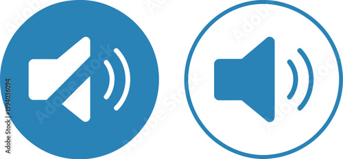 Sound level icon set, four audio volume indicators including mute low medium and high levels for multimedia interface and control panels.